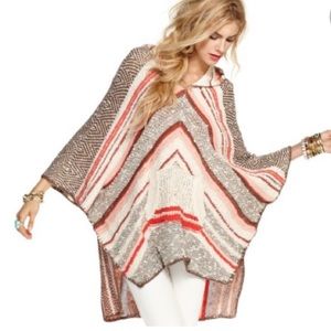 Free People Rising Tides Hooded Poncho Multicolor